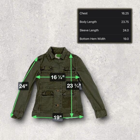 ★ Anthropologie Olive Green Military Style Button-Up Cargo Utility Jacket ★ - Picture 5 of 7